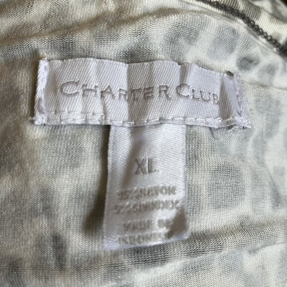 Charter Club XL Beaded Neck Leopard Print Top Womens Long Sleeve Blouse - Picture 3 of 6